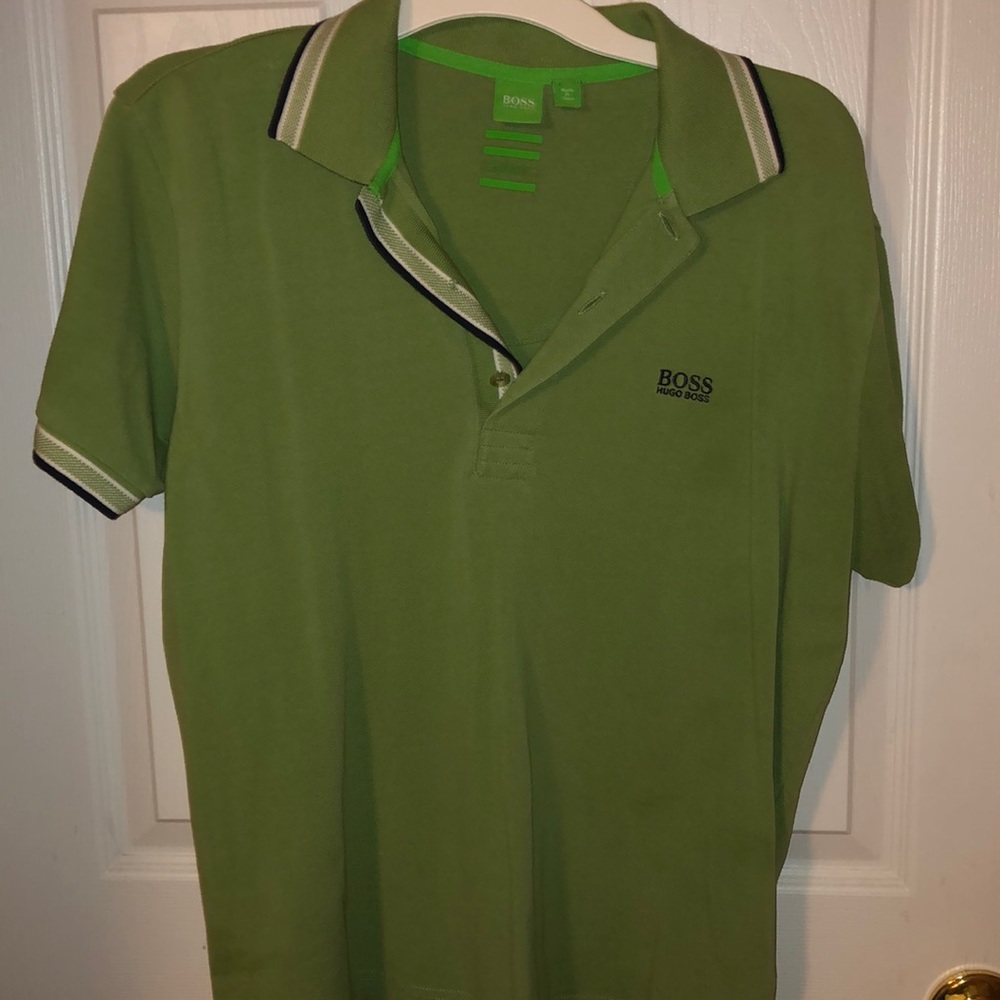 Hugo boss green polo shirt